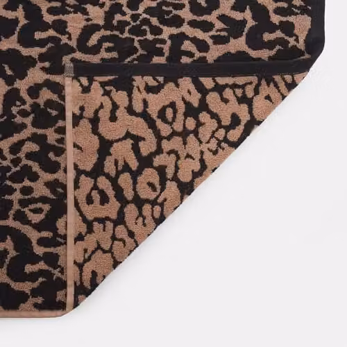 OHS 2 Piece Leopard Print Cotton Bath Towel Set in Beige, W/H: 70 x 115 cm – 6