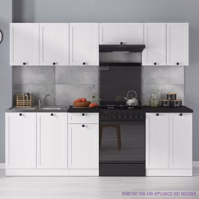 Heze Furniture Summer 7 Unit Modern Kitchen Cabinet Set in White Matt