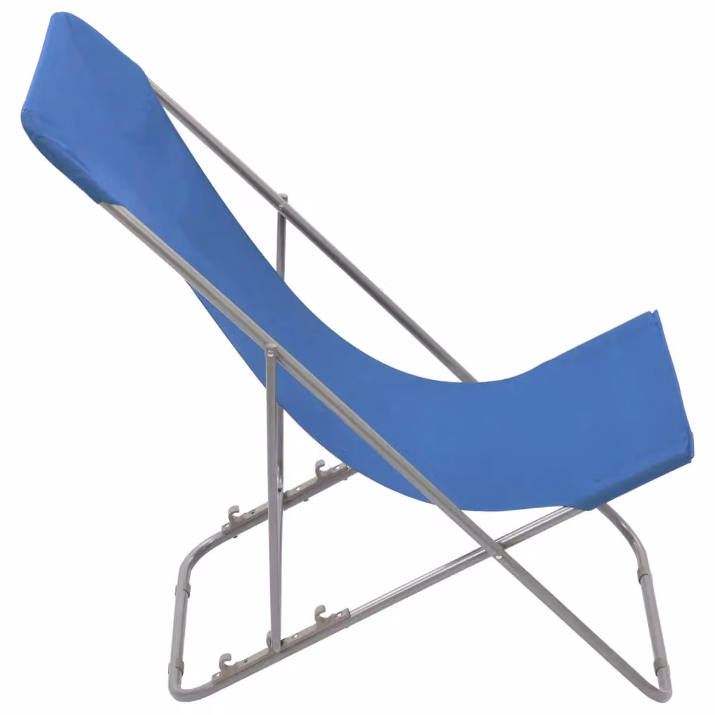 Berkfield Home Set of 2 Blue Folding Beach Chairs with Powder Coated Steel and Oxford Fabric – 2