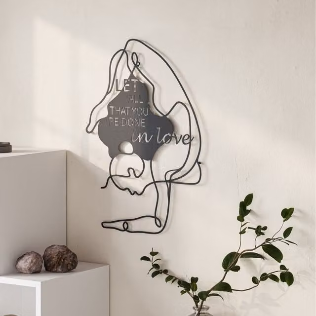 Decortie Modern Metal Typography Wall Art Ornament in Black