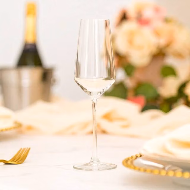 Madison & Mayfair Set of 6 Transparent Glass Champagne Flutes, 23cl