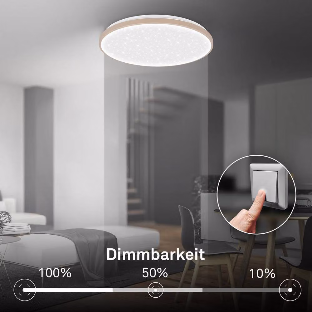 Briloner Beige LED Ceiling Light with Star Effect and 3-Step Dimming – 3