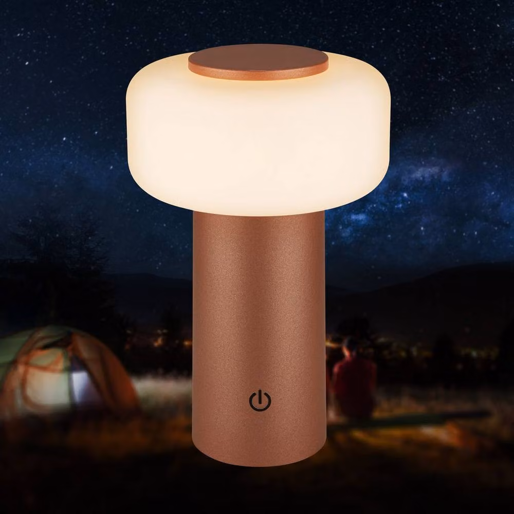 Briloner Rechargeable LED Table Lamp with Touch Dimming, IP44 Outdoor Night Light, Brown, W/D/H: 13 x 20.5 x 20.5 cm – 3