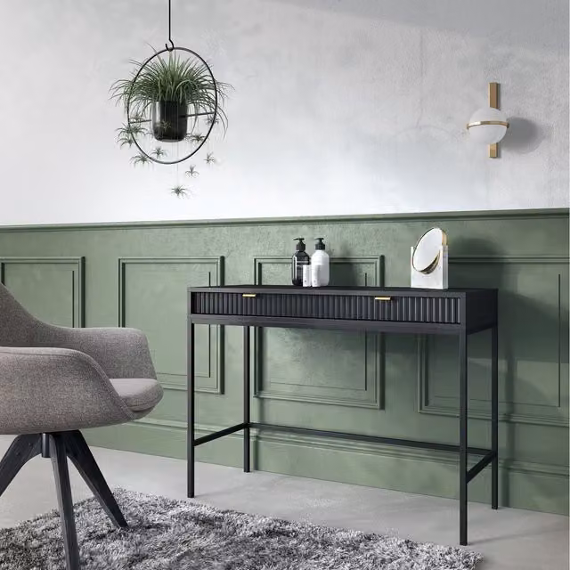 Abakus Direct Nova Modern Dressing Table in Black and Gold