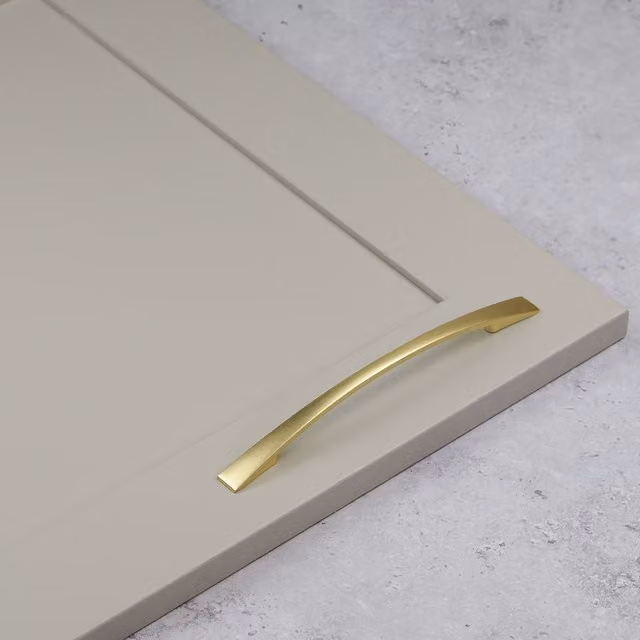 Handle & Home Slim Curved Bow Cabinet Handle in Brushed Brass Zinc, 204mm