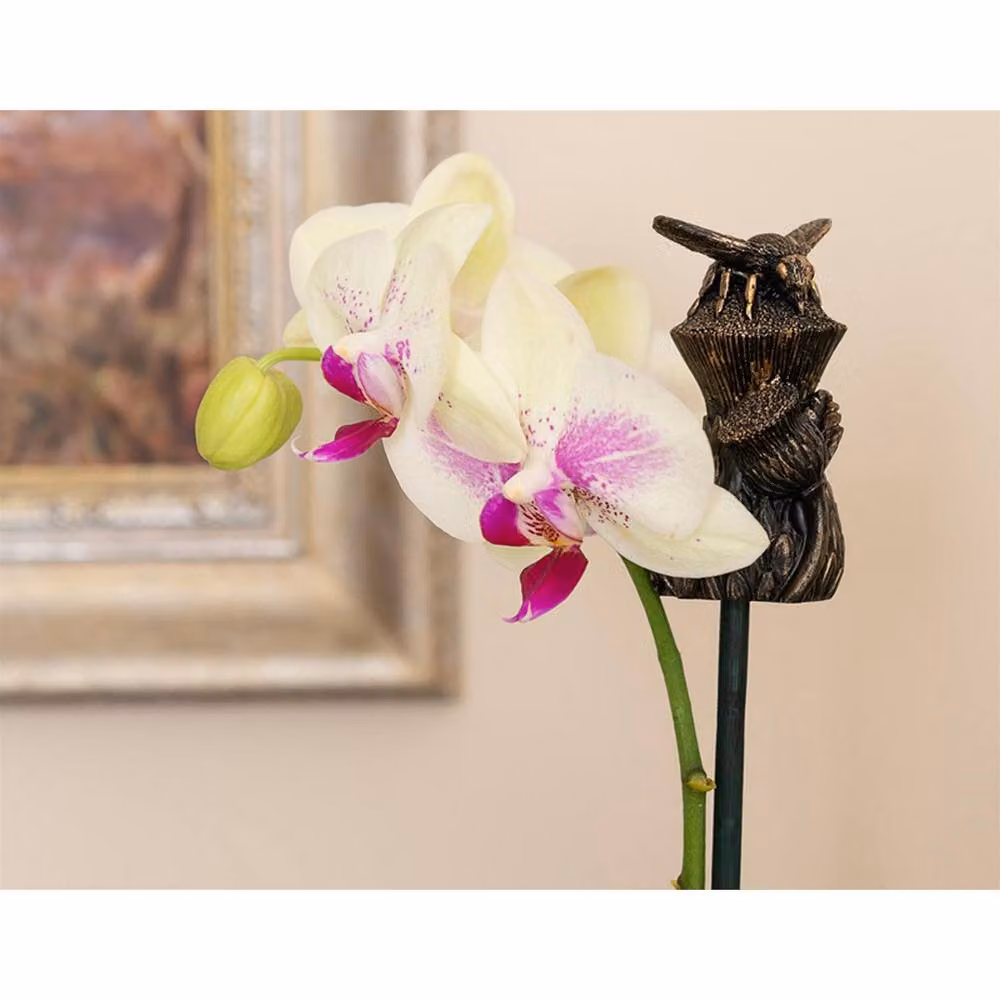 Jardinopia Bee On Thistle Cane or Stake Topper in Bronze, W: 5 cm, H: 7.5 cm – 4