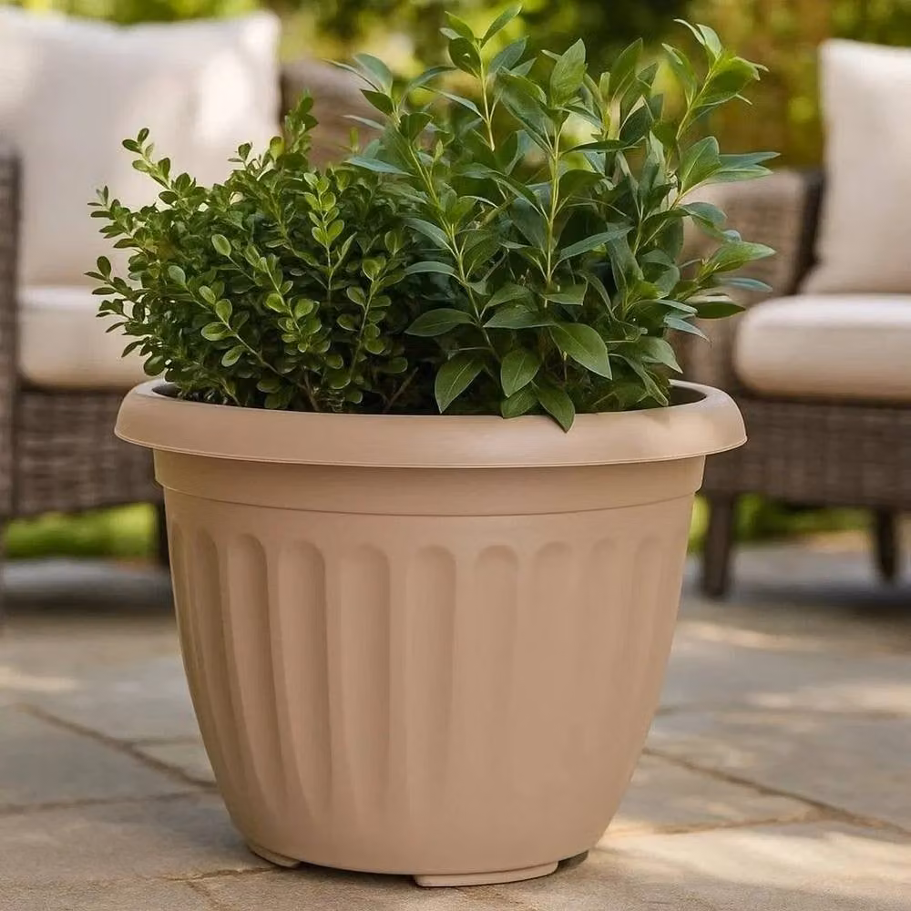 Kelvenix Round Athens Planter Garden Flower Pot, Brown, W/D/H: 30.0 x 22.0 x 30.0 cm – 3