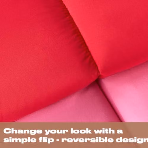 OHS 10.5 Tog Double Reversible Microfibre Coverless Duvet with 2 Pillowcases, Pink and Red, W/D/H: 200 x 200 cm – 2