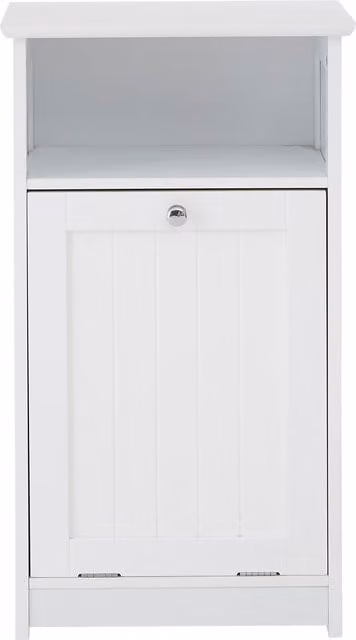 Orsina Slim White Storage Floor Cabinet with Hinged Doors and Open Shelf, W/D/H: 30 x 40 x 70 cm – 1