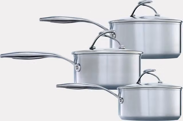Circulon S Series Non-Stick Stainless Steel Saucepan Set of 3, Silver