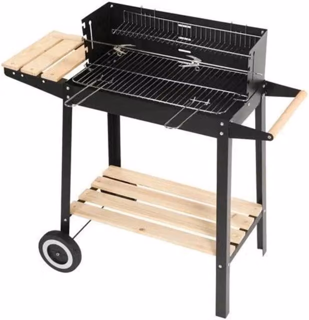 KORVIXA Rectangular Charcoal BBQ Steel Barbecue in Black, W/D/H: 80 x 60 x 86.5 cm – 1