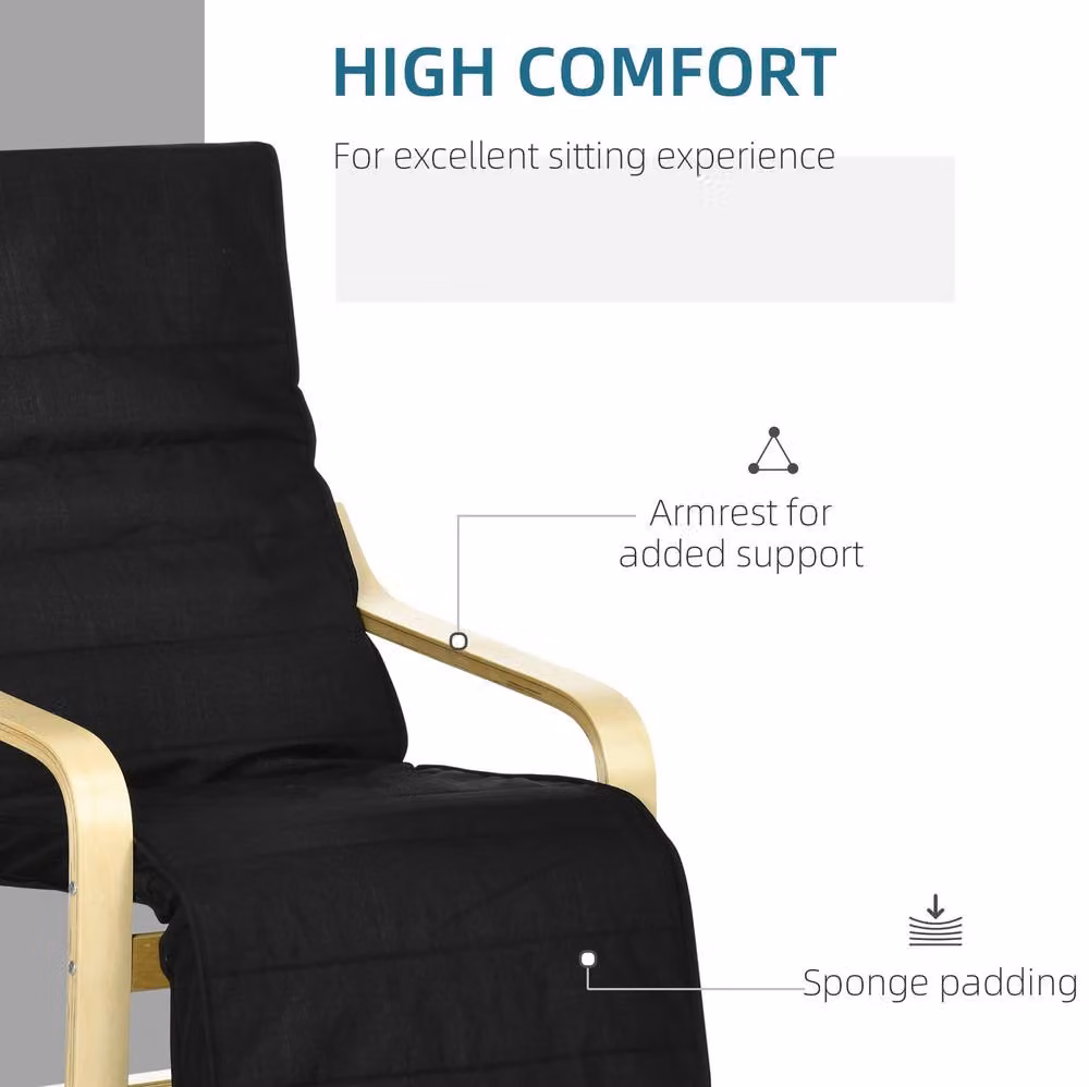 STILVORA Modern Fabric Relax Recliner Accent Chair with Armrests and Solid Wood Frame in Black – 3