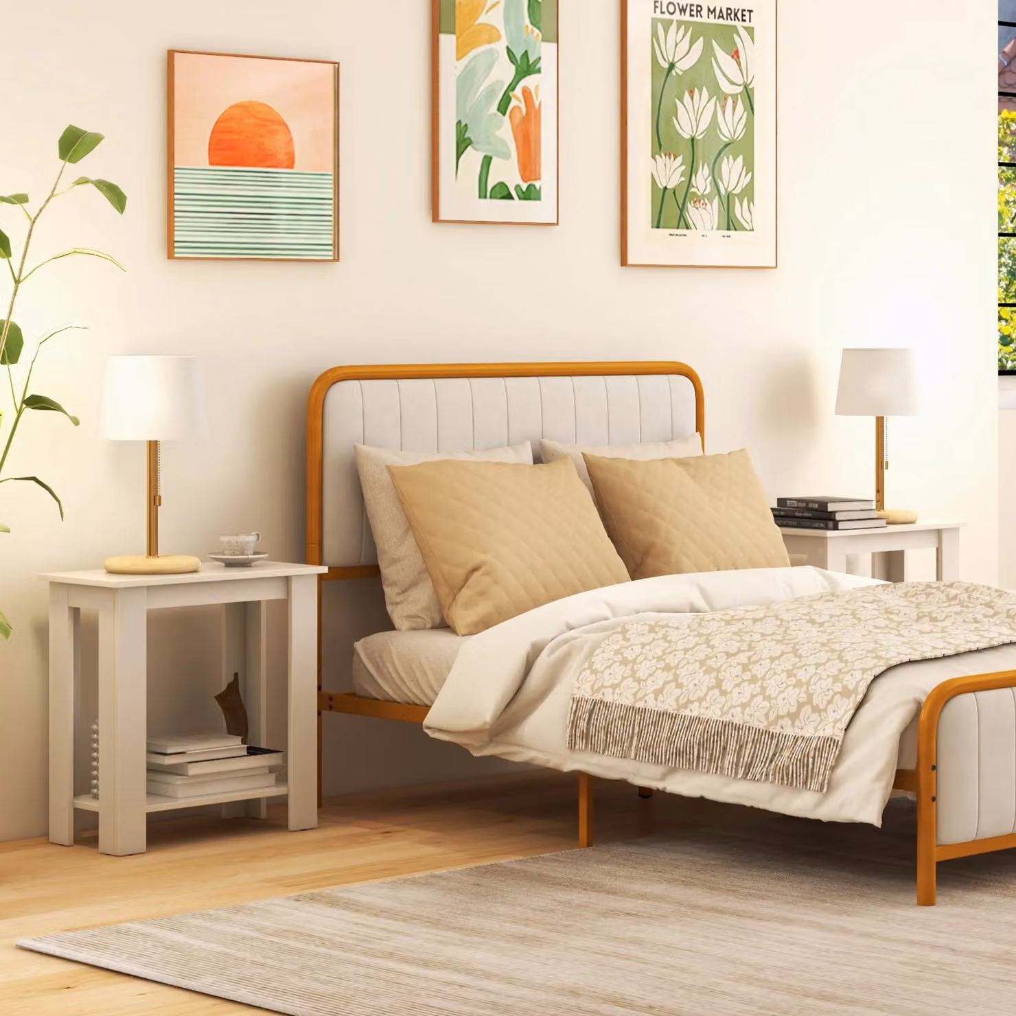 Costway 2-Tier Modern End Table and Bedside Nightstand with Storage Shelf in White – 3