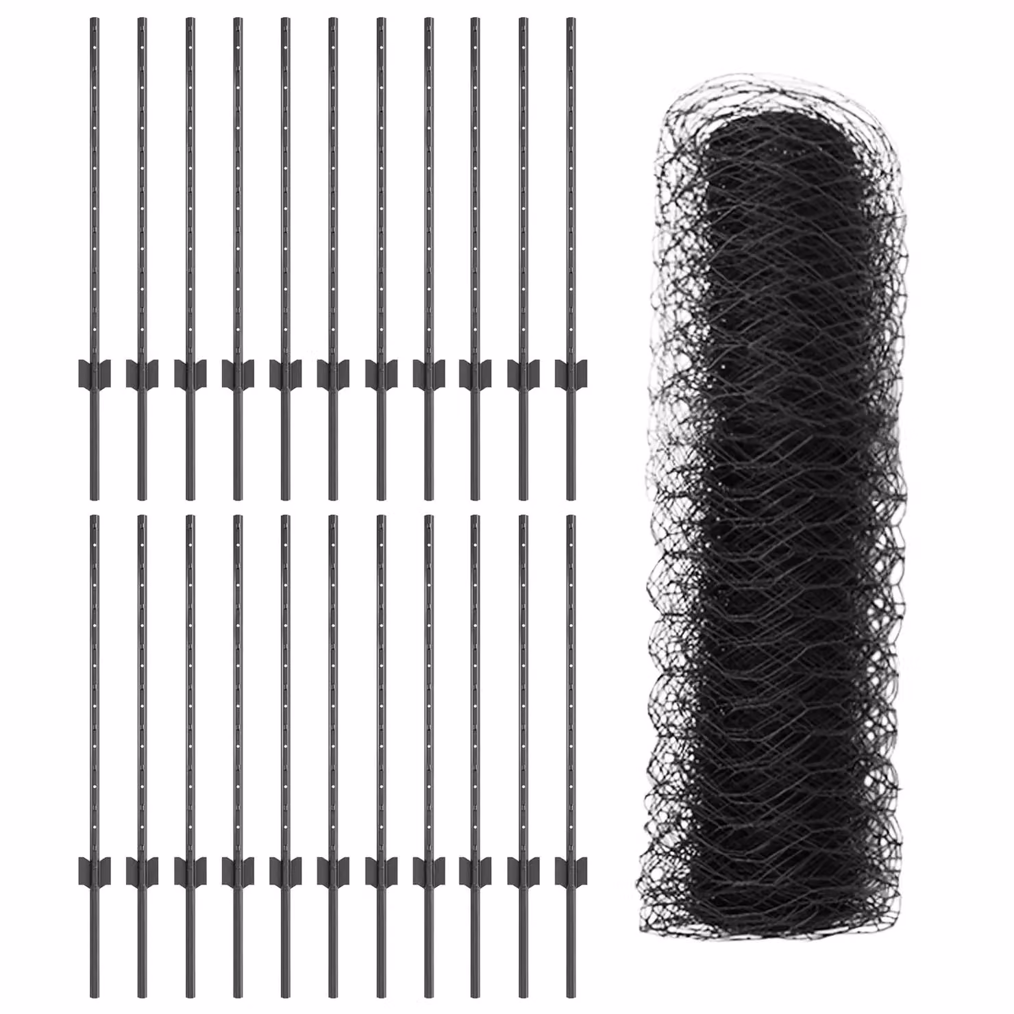 Berkfield Home Grey Steel U-Channel Fence Posts and Hexagon Fence Set, 11 Pieces, Height: 80 cm – 2