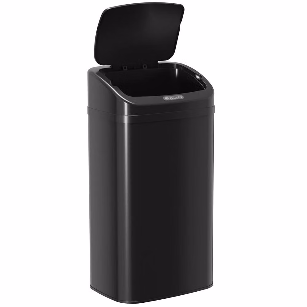 Nordara Black Automatic Sensor Bin 48L Fingerprint-Proof Galvanised Steel Rubbish Bin – 2