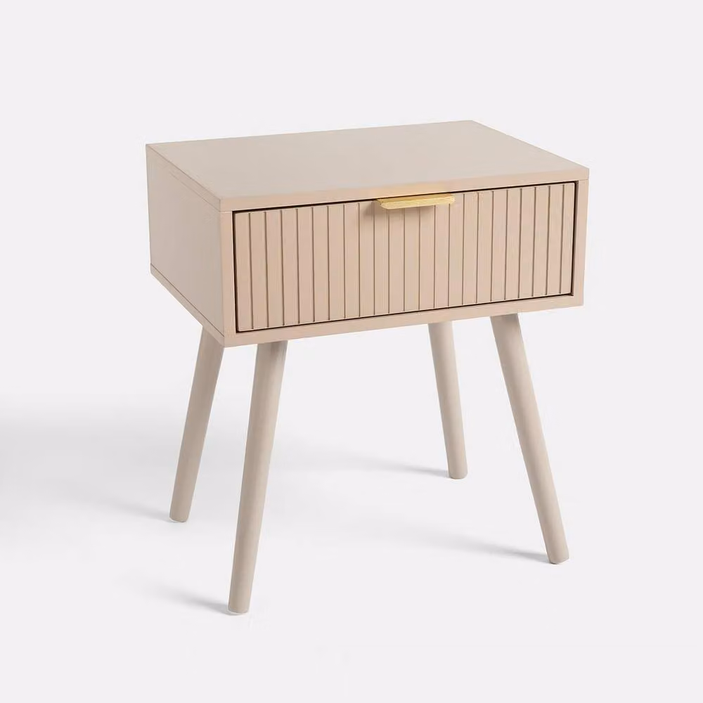 OHS Venice Bedside Table 1 Drawer Cabinet Nightstand Storage Unit in Sand/Beige, W/D/H: 40 x 30 x 45 cm – 2