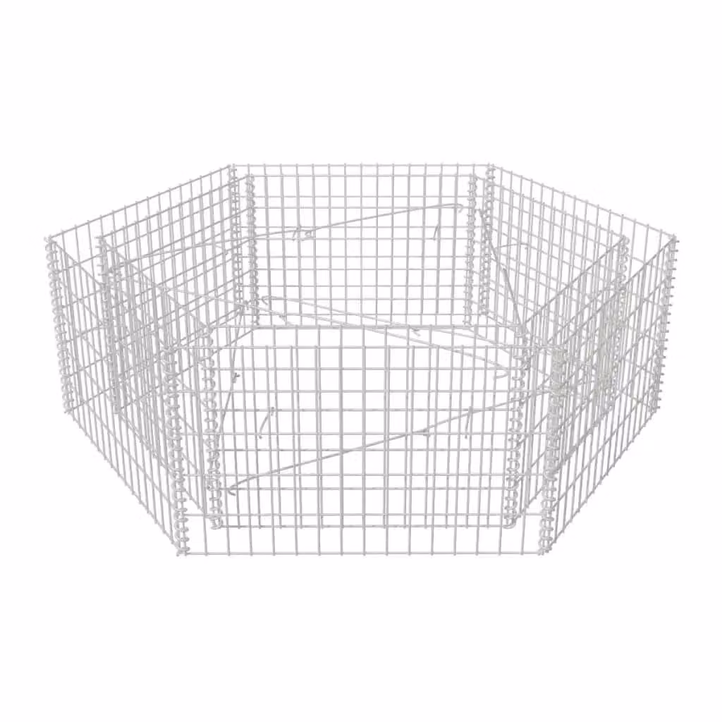 Berkfield Home Hexagonal Gabion Raised Bed in Silver, Galvanised Steel, W/D/H: 160 x 140 x 50 cm – 2