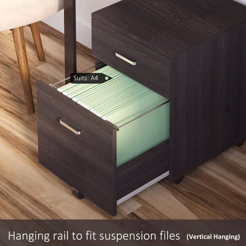 EONLION 2 Drawer Locking Metal Office Filing Cabinet in Brown – 3
