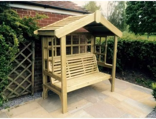 Churnet Valley Garden Furniture Ltd Cottage Arbour Bench Seat with Trellis in Brown