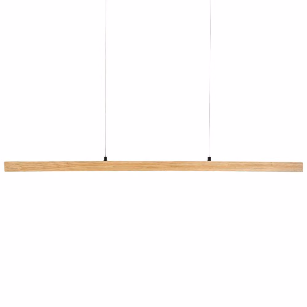 Wyld and Coco Dimmable LED Pendant Bar Light in Brown Wood with Remote Control, W/D/H: 120 x 43 x 43 cm – 2