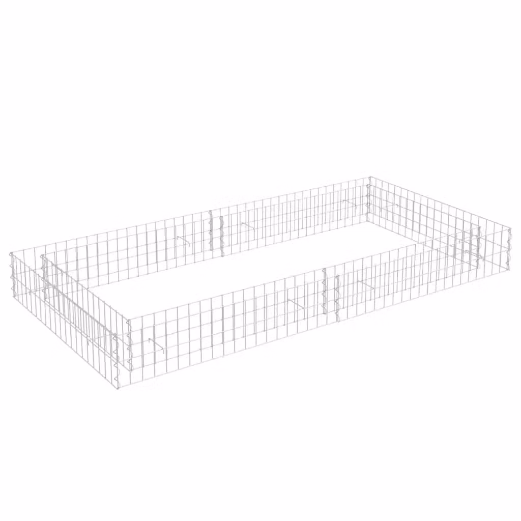 Berkfield Home Silver Galvanised Steel Gabion Raised Bed, W/D/H: 200 x 100 x 20 cm
