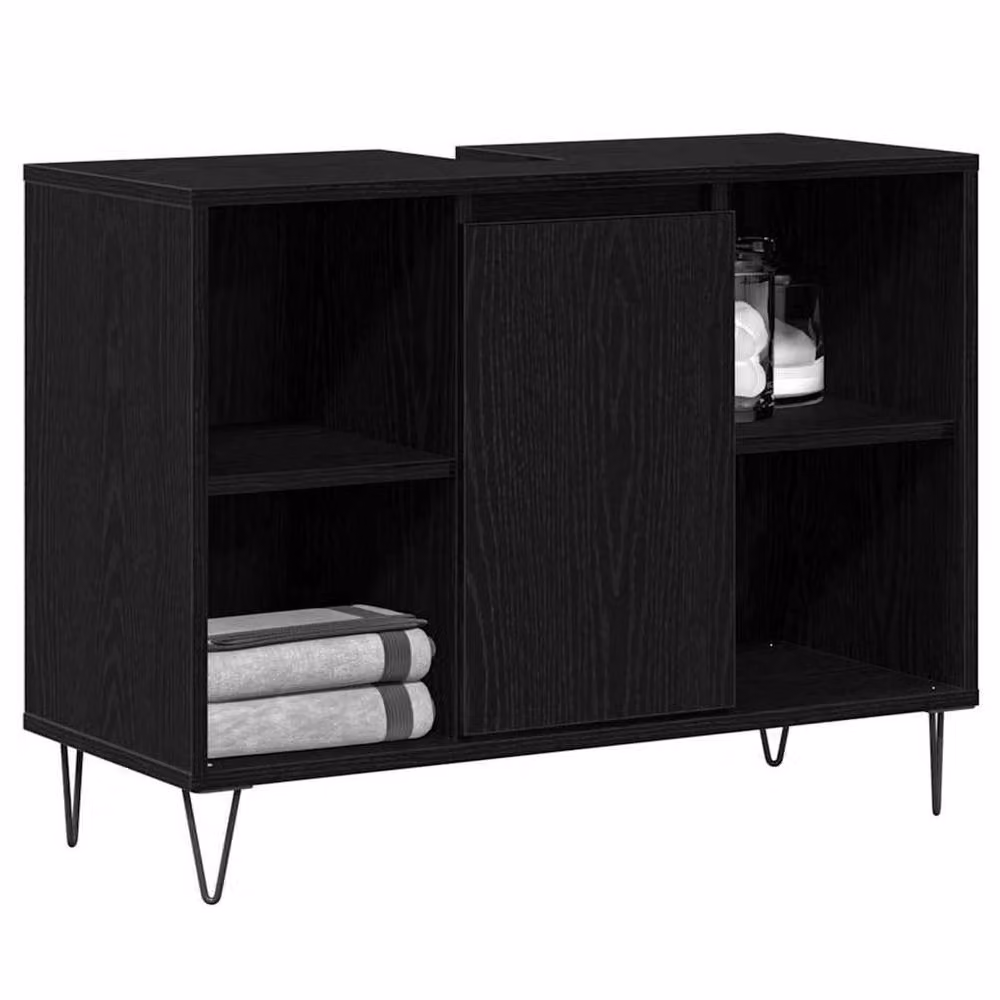 Berkfield Home Black Oak MDF Bathroom Vanity in Black – 3
