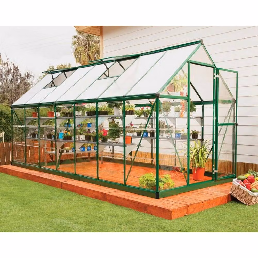 Palram Hybrid Greenhouse in Green with Polycarbonate Panels, L370 x W185 x H208 cm – 2