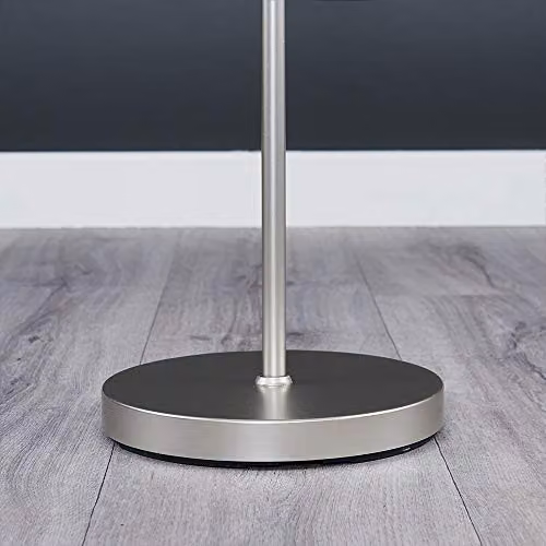 MiniSun Modern Brushed Chrome Floor Lamp with Grey Fabric Cone Shade – 3