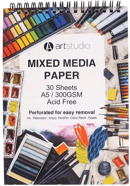 Art Studio Mixed Media Paper Pad, White, A5