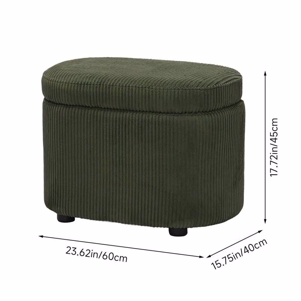 KORVIXA Green Makeup Chair Storage Ottoman Footstool W/D/H: 100 x 100 x 45 cm – 2