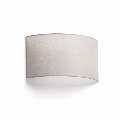 Netlighting Otton Horizontal Round Linen Wall Lamp 2L in White and Gold/Brass