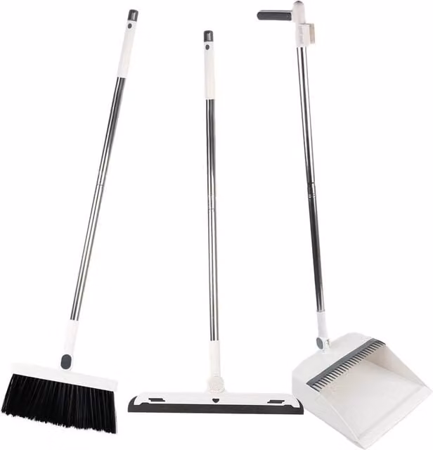 NESTLUNE Long Handled Dustpan and Brush Set in White, W/D/H: 100 x 15 x 15 cm – 1