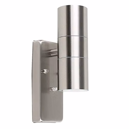 ValueLights MiniSun Modern Chrome Up/Down Outdoor LED Wall Light, IP44 Rated, W/D/H: 11.5 x 6.0 x 22.0 cm – 1
