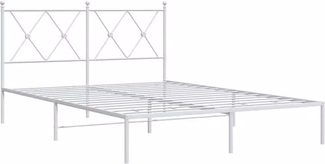 Berkfield Home Metal Bed Frame with Headboard, White, W/D/H: 135 x 190 x 90.5 cm – 1