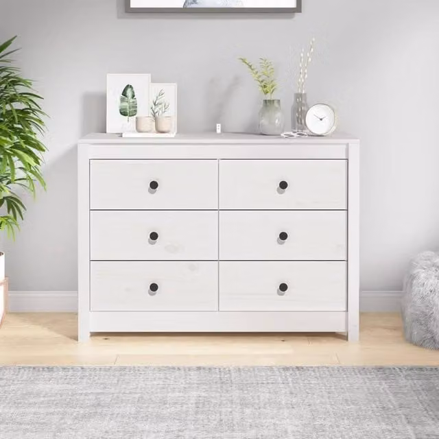Berkfield Home White Rustic Solid Wood Pine Side Cabinet W/D/H: 100 x 40 x 72 cm