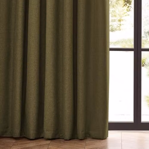 Riva Home Dawn Textured Blackout Pencil Pleat Curtains, Green, Width: 168 cm, Drop: 137 cm – 4