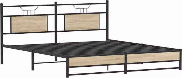 Berkfield Home Decorative Bed Frame in Sonoma Oak and Brown, W/D/H: 160 x 200 x 91.5 cm