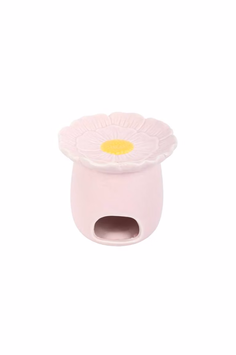 KDMD Pink Ceramic Floral Oil Burner and Tealight Fragrance Diffuser