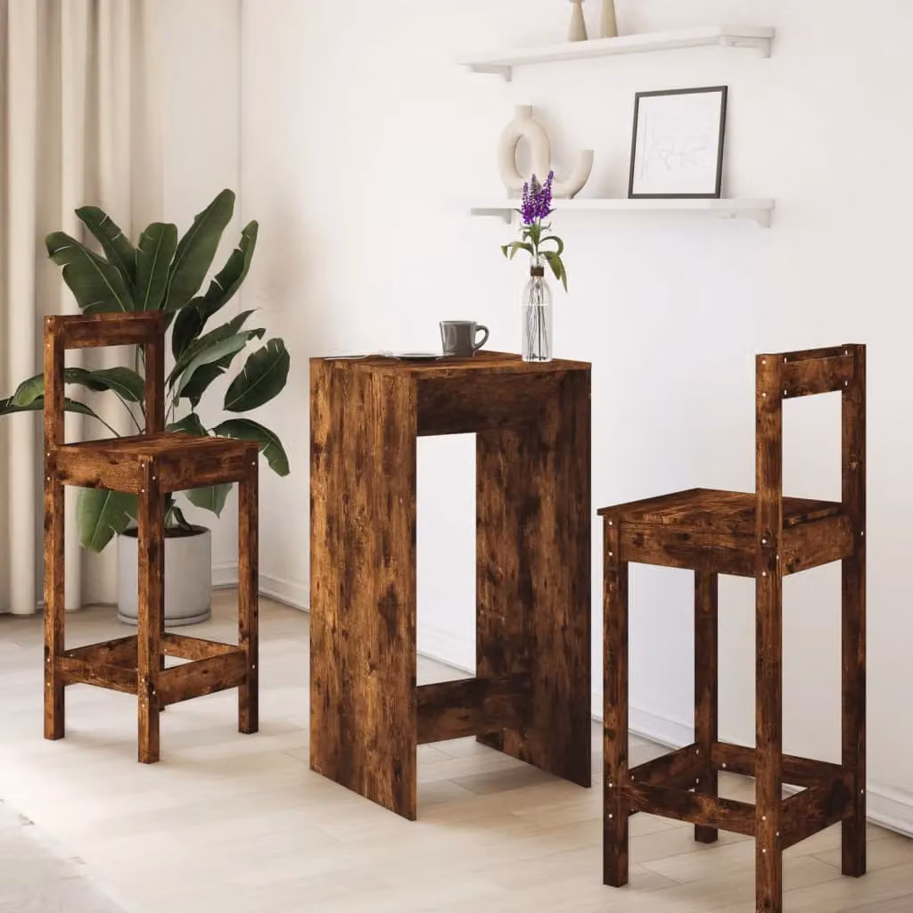 Berkfield Home Bar Table in Smoked Oak Brown, W/D/H: 51 x 50 x 103.5 cm – 3