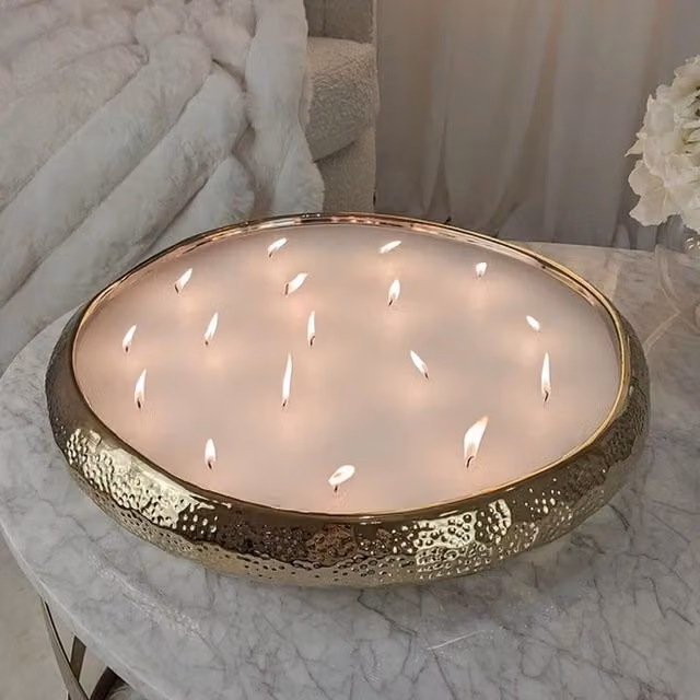 Marco Paul Vanilla Scented 17 Wick Gold Metal Tabletop Candle