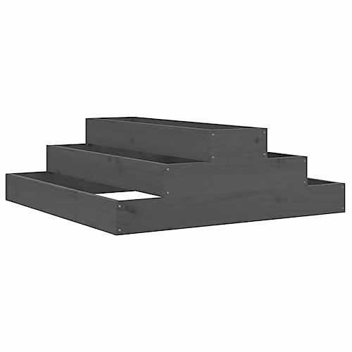 vidaXL Grey Pine Wood Planter Tub W/D/H: 80 x 80 x 27 cm