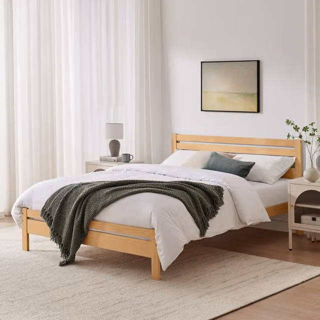 FurnitureboxUK Declan Solid Pine King Size Bed Frame in Brown, W/D/H: 180 x 200 cm