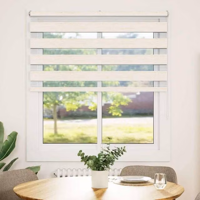 Berkfield Home Zebra Day and Night Blind in Marble Beige Polyester, W: 130 cm, H: 150 cm