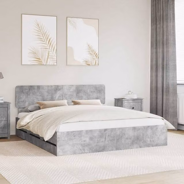 Berkfield Home Modern Bed Frame with Drawers in Concrete Grey, Engineered Wood, W/D/H: 180 x 200 cm