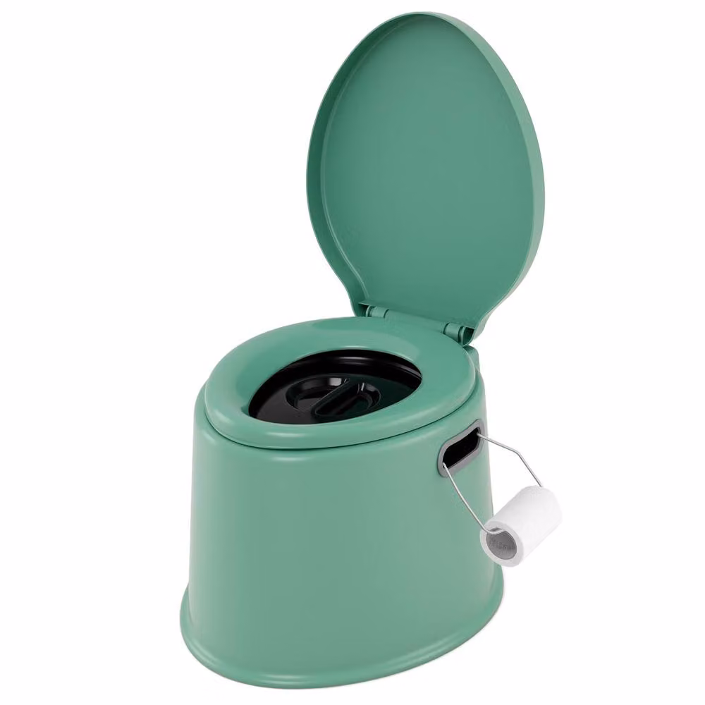 Costway Portable Travel Camping Toilet with Detachable Inner Bucket, Green, W/D/H: 49 x 41 x 34 cm – 3