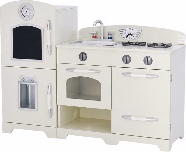 Teamson Kids Little Chef Fairfield Retro Play Kitchen in White Wood