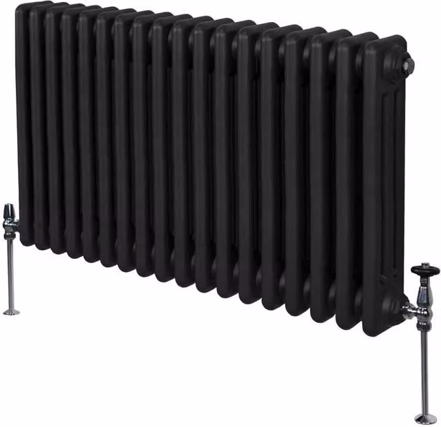 Monstershop Traditional 3 Column Steel Radiator in Black, W/H: 60.0 x 83.2 cm