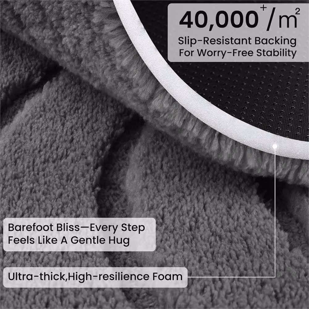 PAWNORA Dark Grey Soft Fluffy Anti-Slip Geometric Runner, W: 83 cm x L: 300 cm – 4