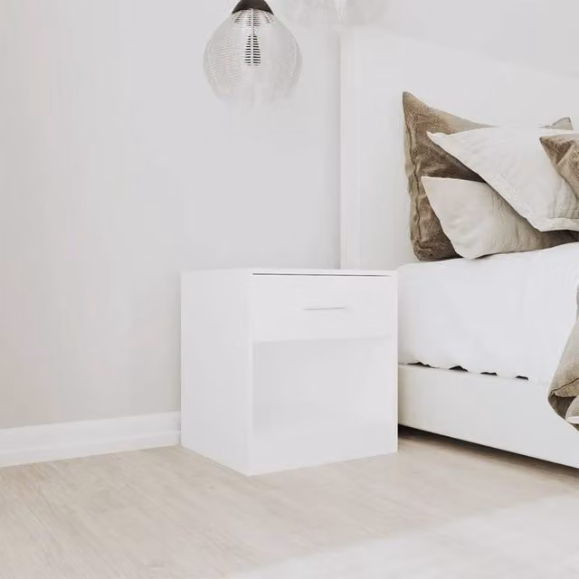Berkfield Home Set of 2 White Nightstands with Drawer