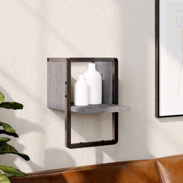 Berkfield Home Wall Shelf with Bar in Grey Sonoma, W/D/H: 20 x 25 x 30 cm – 1